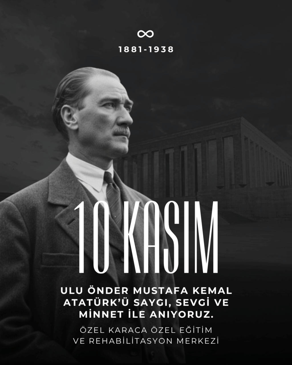 Beyaz Minimalist 10 Kasım Atatürk'ü Anma Günü Instagram Gönderisi